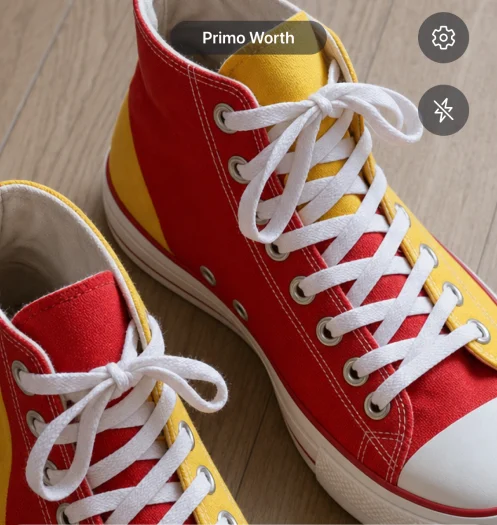 High-top sneakers photographed for a scan