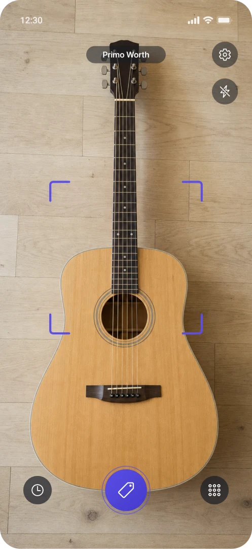 Primo Worth camera framing an acoustic guitar
