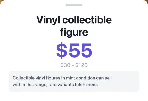 Example result: vinyl collectible figure, $55