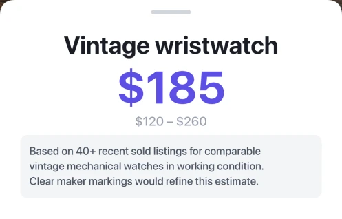 Example result: vintage wristwatch, $185